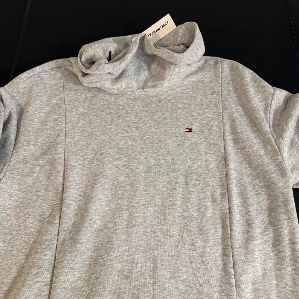 Tommy Hilfiger Sport Womens Heather Grey Cowl Neck Fleece Sweatshirt Size M NWT